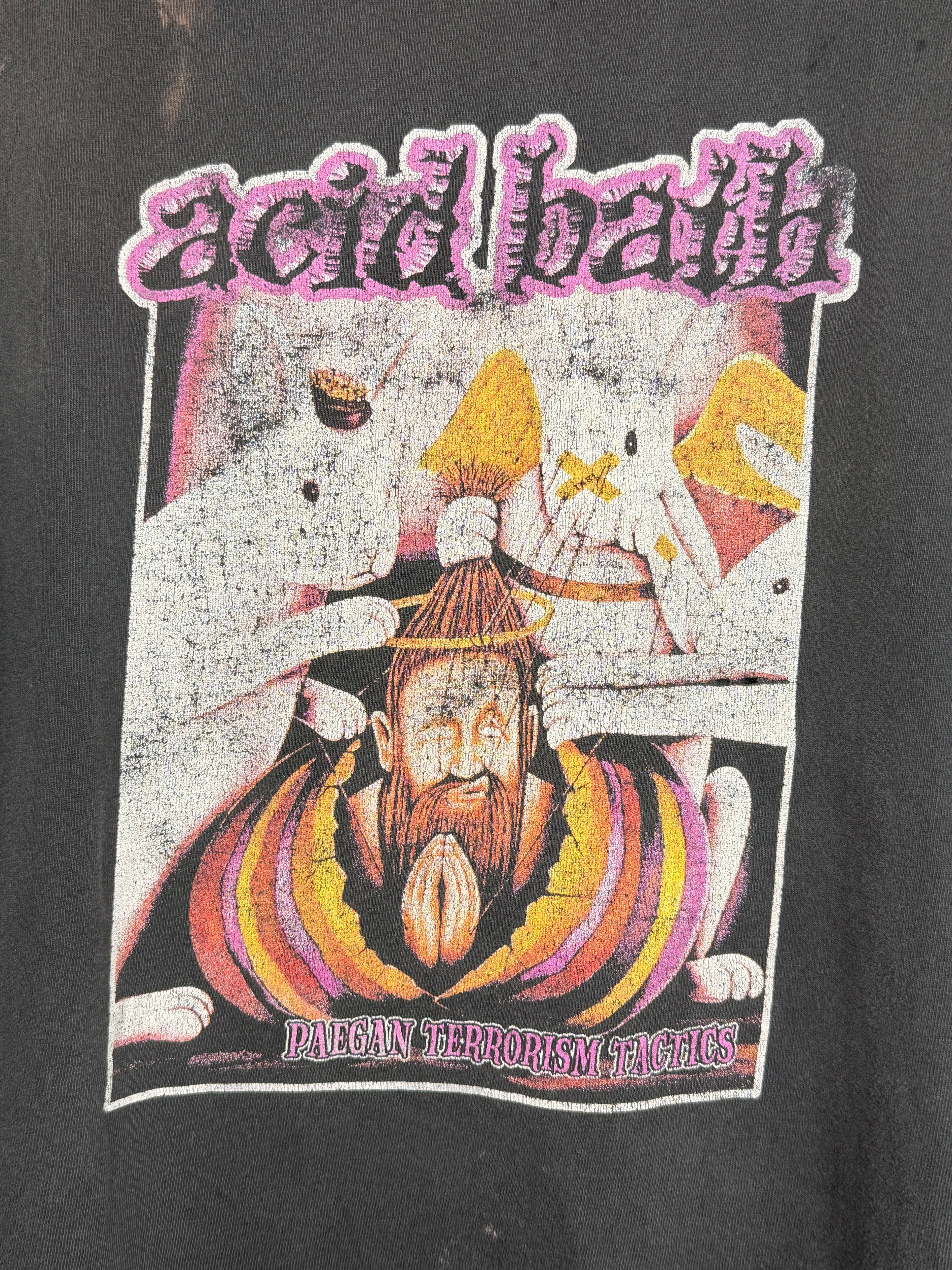 Faded & Thrashed Acid Bath Paegan Terrorism Tactics T-Shirt