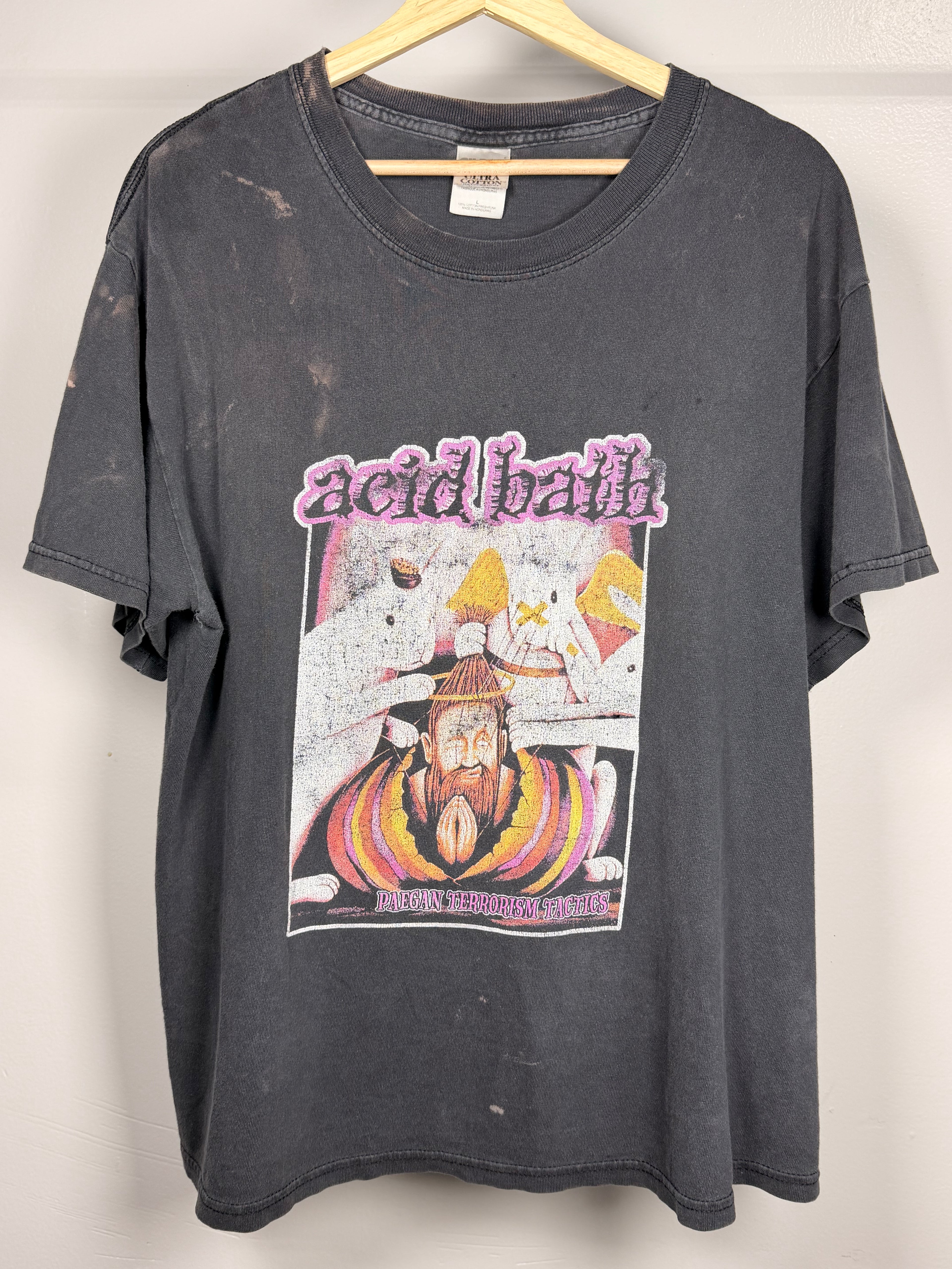 Faded & Thrashed Acid Bath Paegan Terrorism Tactics T-Shirt