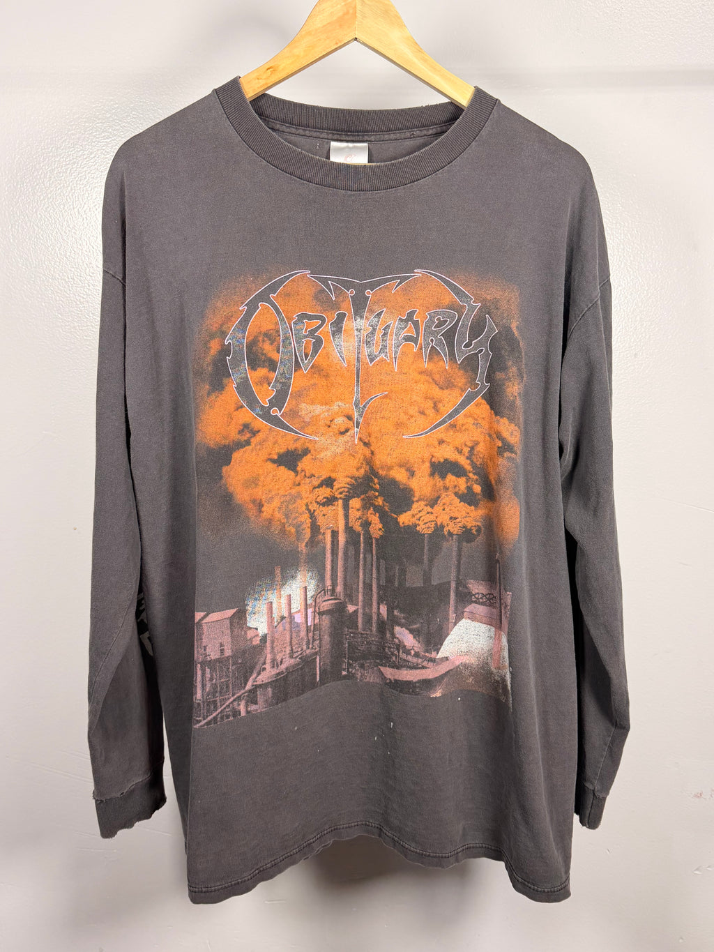 Vintage 90's Obituary World Demise Faded & Thrashed Long Sleeve