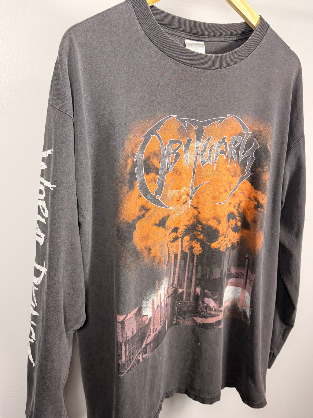 Vintage 90's Obituary World Demise Faded & Thrashed Long Sleeve