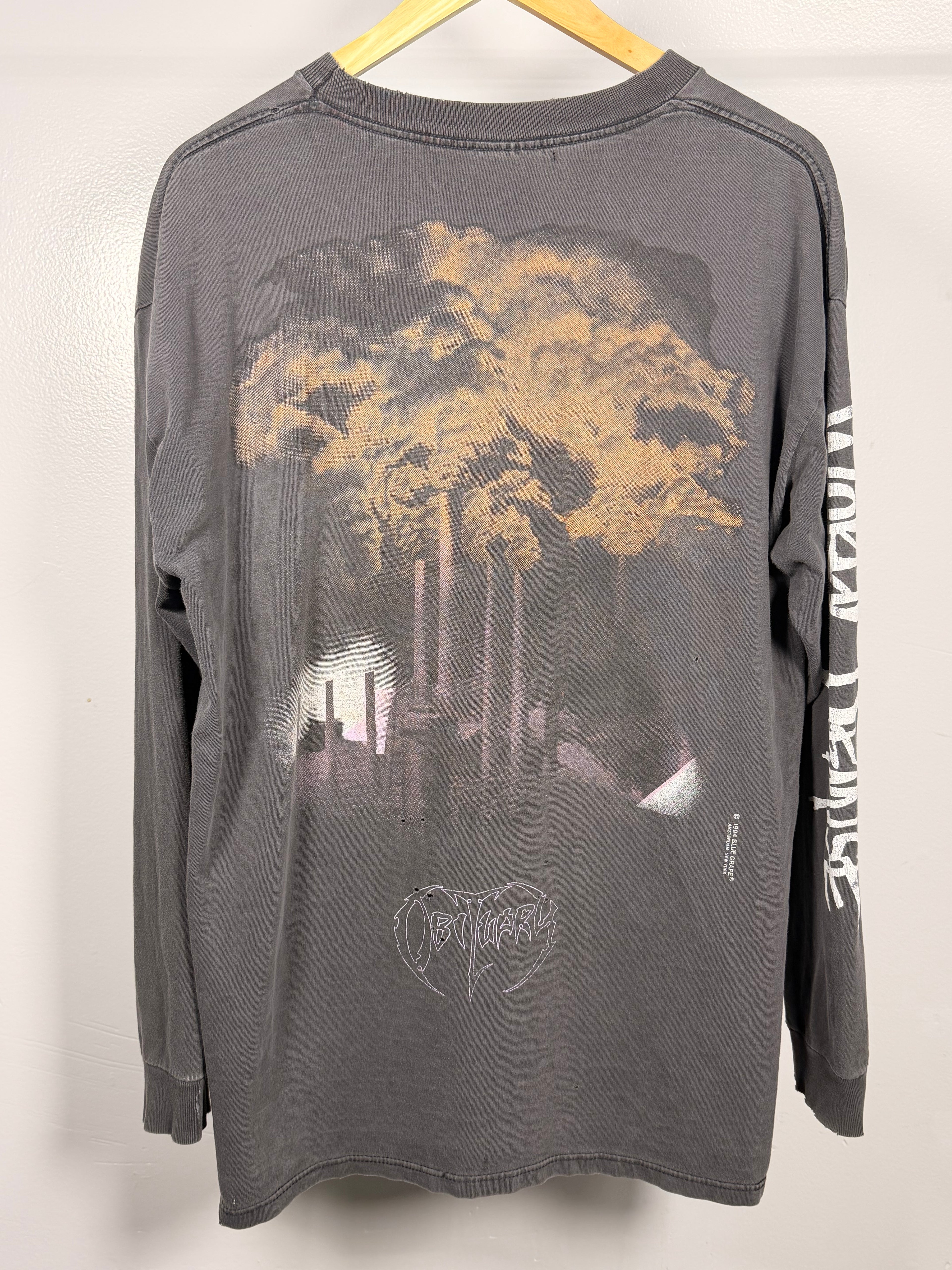 Vintage 90's Obituary World Demise Faded & Thrashed Long Sleeve
