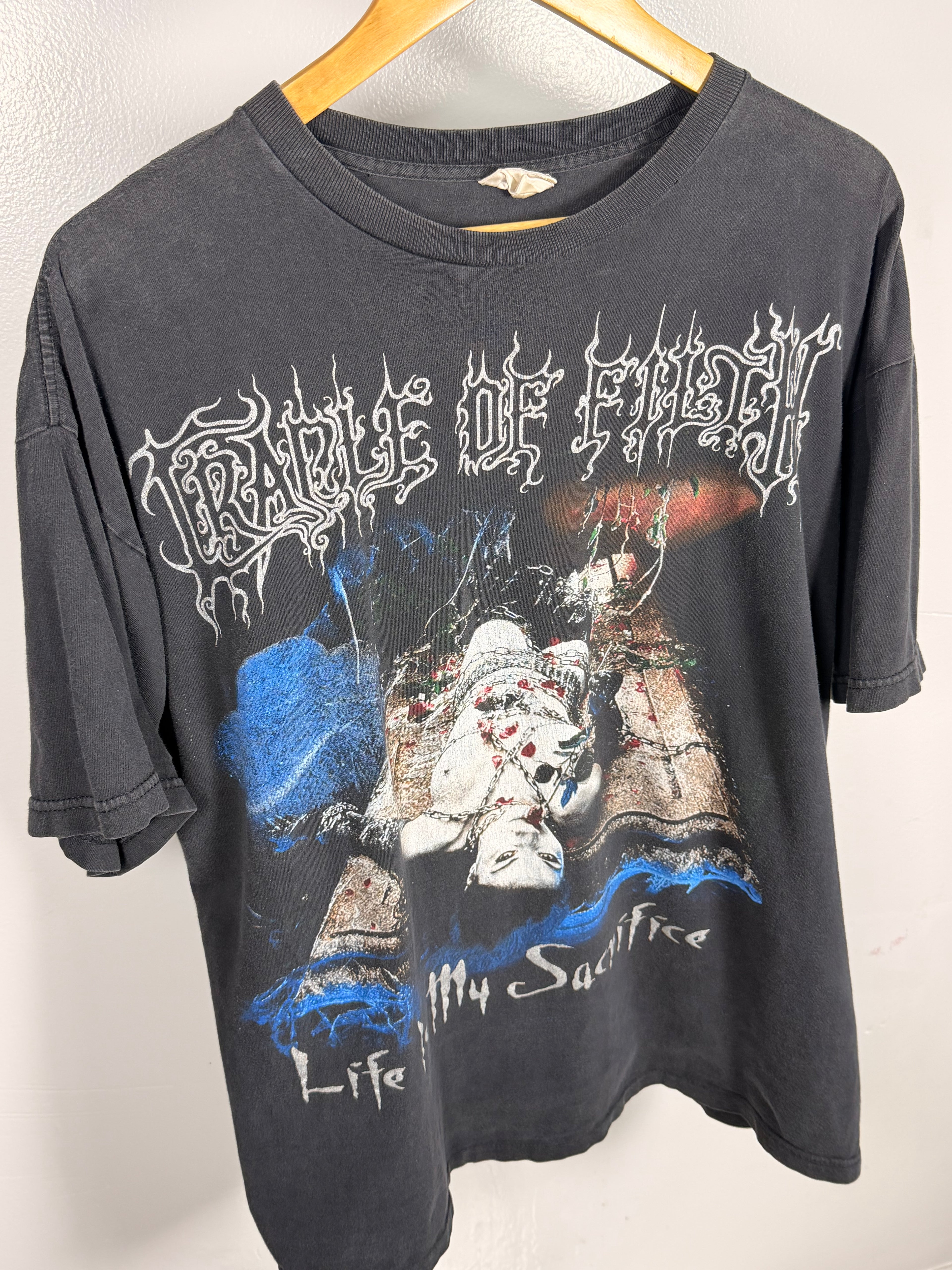Vintage 90's Cradle Of Filth Life Is My Sacrifice Faded T-Shirt