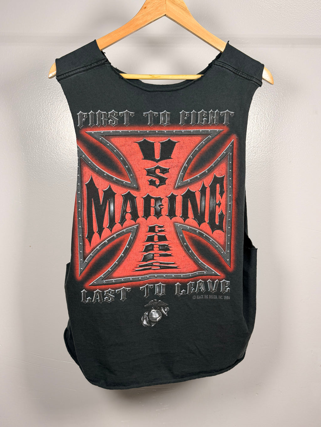Thrashed & Cropped US Marines Choppers Muscle Tank